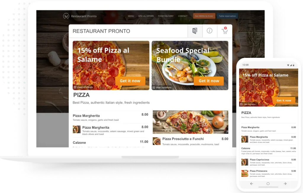 Restaurant web design